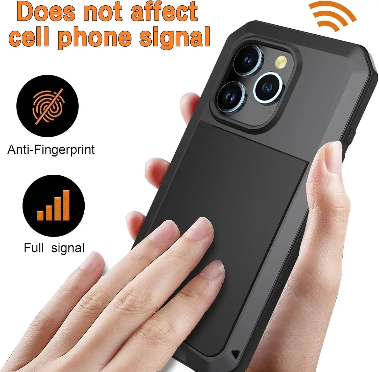 Rugged aluminum iPhone tank case by Simples Market, black heavy-duty shockproof armor