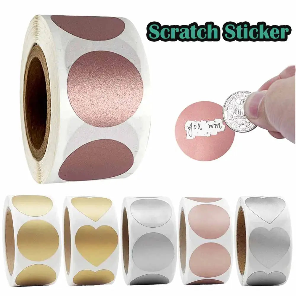Waterproof Scratch Stickers 2.5 cm 1 Inch 300 Pieces Roll For Promotions Lottery Games Hidden Information Fun Learning
