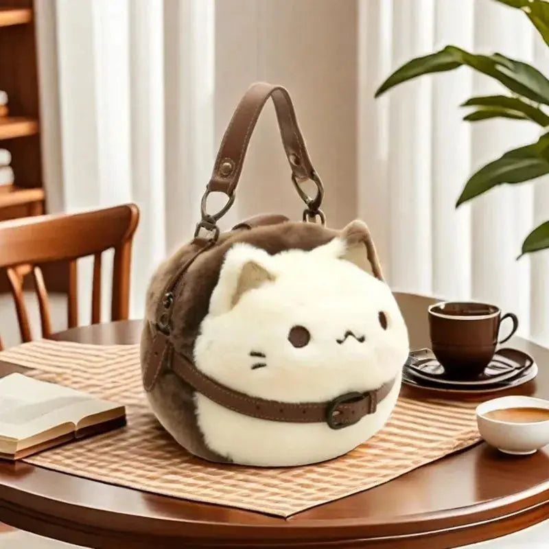 Plush Pals Cute Cat Handbag For Kids With Large Capacity Shoulder Bag Crafted From Soft Cotton Plush