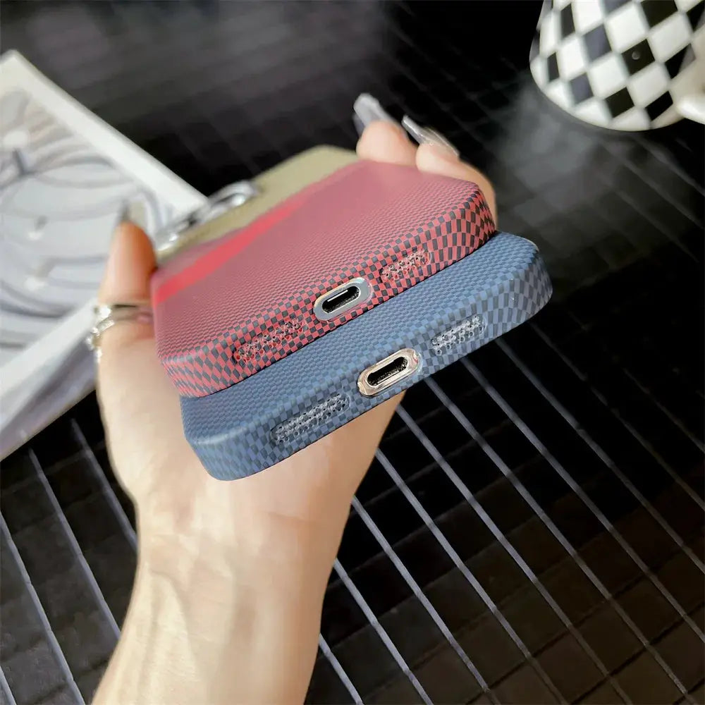 Colourful Kevlar Pattern MagSafe Case For iPhone 11 12 13 14 15 16 17 Pro Max Wireless Charging Cover