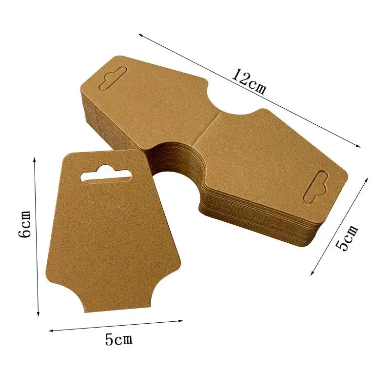 Blank Kraft Paper Display Cards For Necklace And Bracelet Packaging Foldable Tags 50 And 100 Pack Black White Khaki
