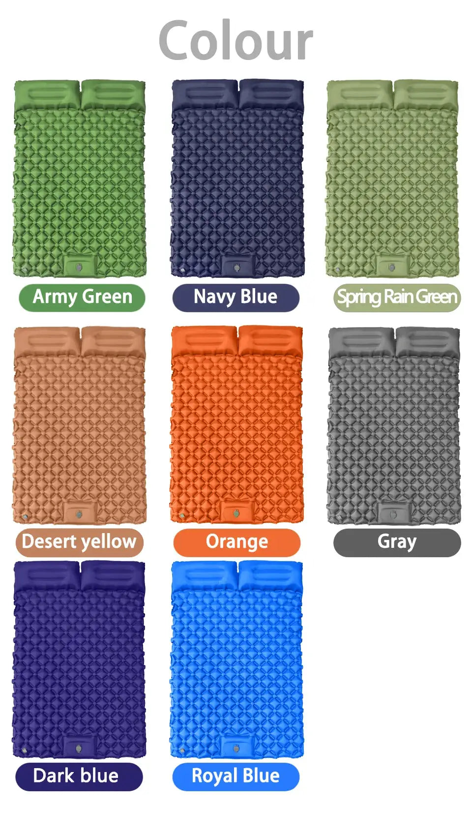 Outdoor camping double inflatable mattress by Simples Market; extra-wide ultralight sleeping pad with 8 color options.