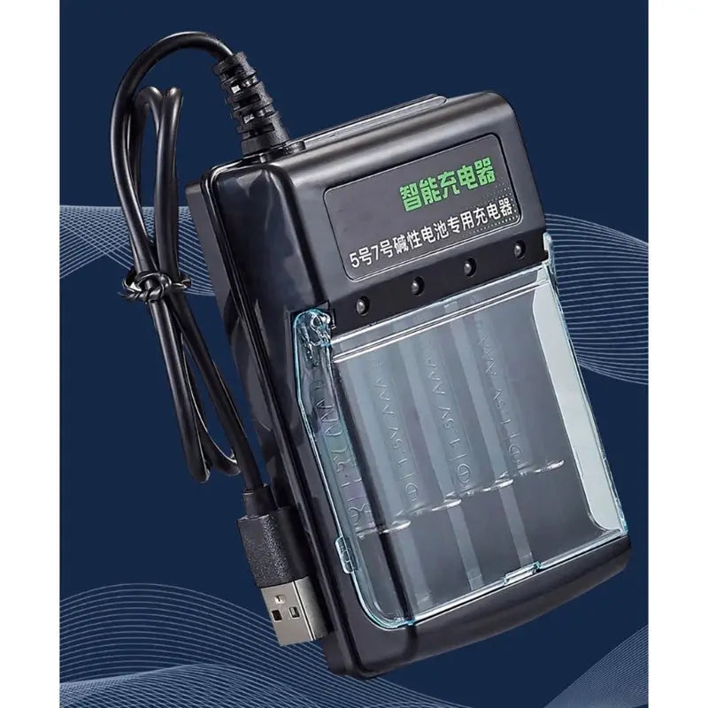 EcoCharge 4 Slot Digital Alkaline Battery Charger Intelligent Recharging For Eco Friendly Power