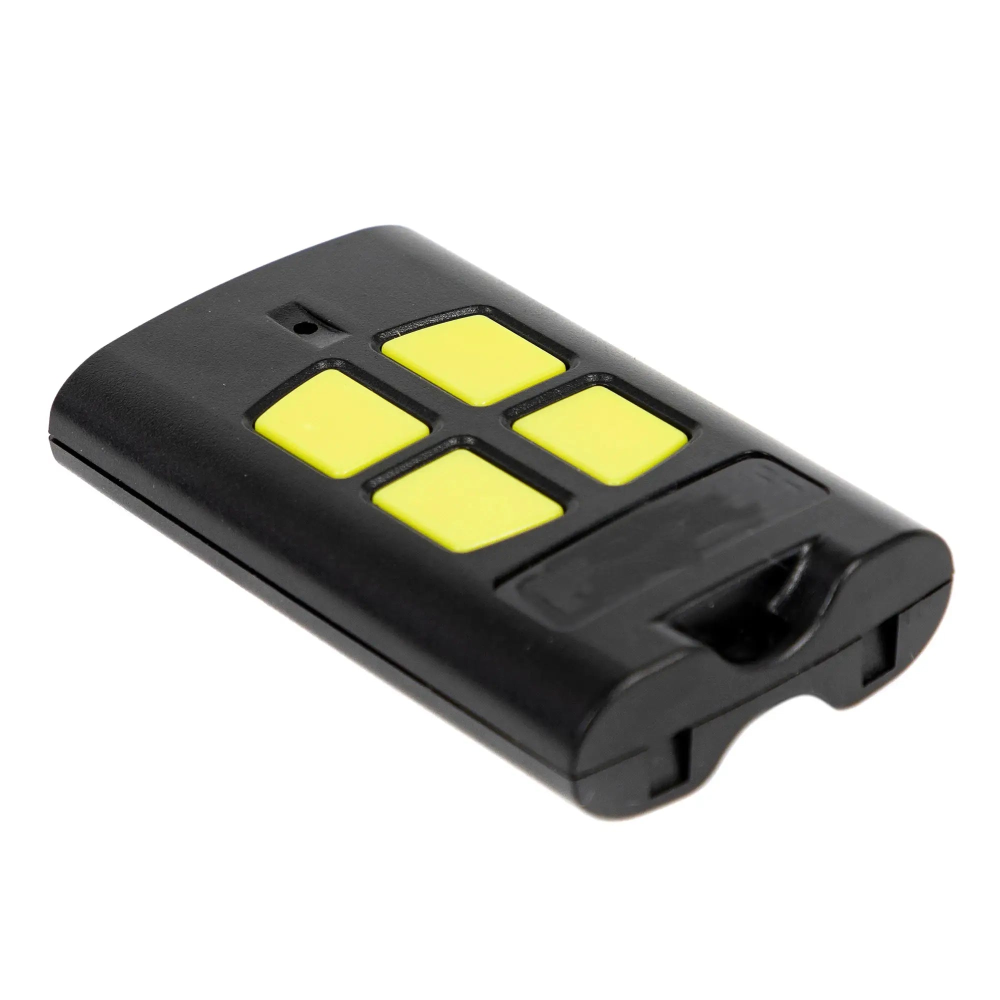 Simples Market garage door remote with yellow buttons, 433 MHz rolling code