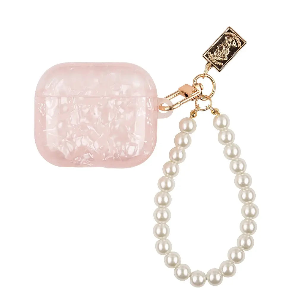 Leopard Girl AirPods Pro Case USB C 1 2 3 4 Soft Silicone Shockproof Cover With Pearl Shell Keychain