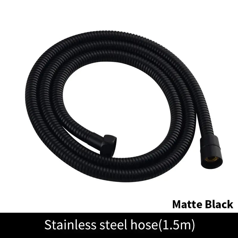 Handheld shower hose, matte black stainless steel, 1.5m, Simples Market