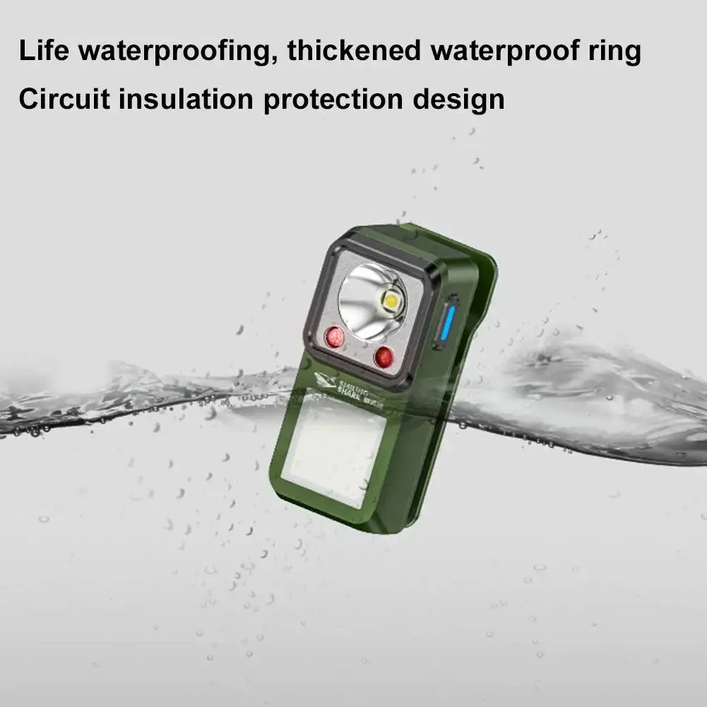 Simples Market LED magnetic clip flashlight, green rechargeable clip-on camping light for outdoor use