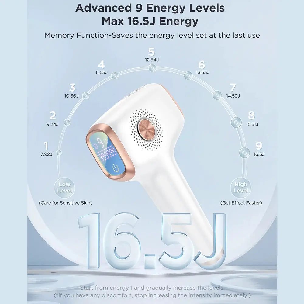 INNZA IPL hair remover with ice cooling, white device with rose-gold trim by Simples Market with 999,999 flashes