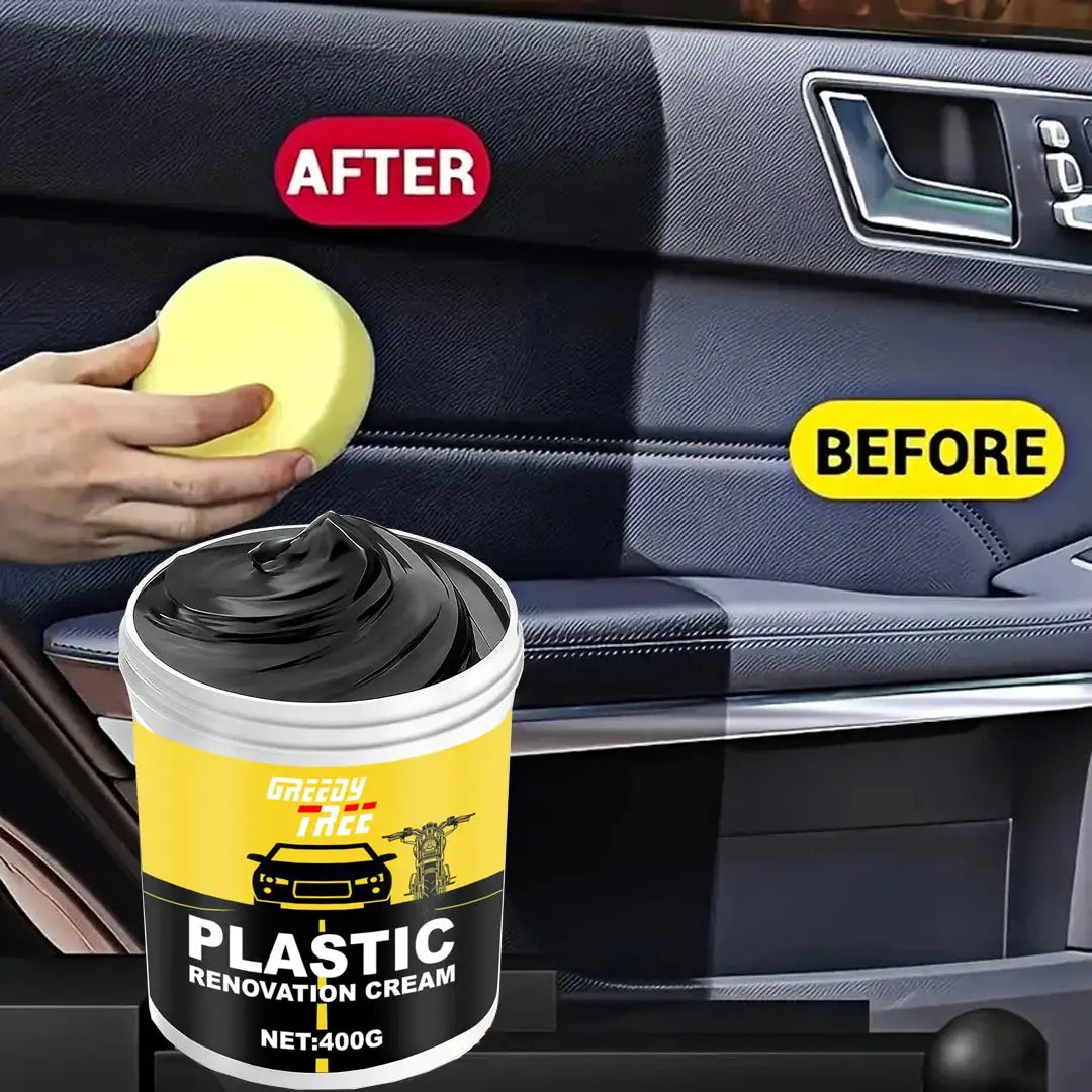 Greedy Bee Plastic Renovation Cream 400g for car plastics; restores bumpers, interiors, dashboards