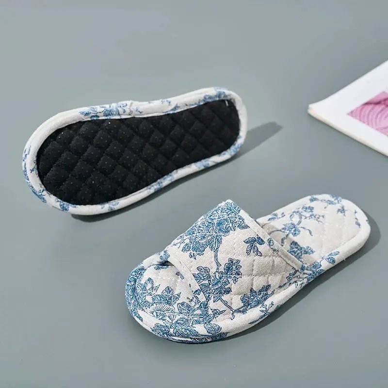 CloudWalk Floral Cotton Indoor Slippers Lightweight Anti Slip Comfort For Home Use