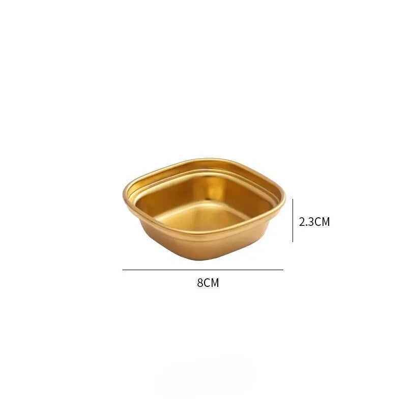 304 Stainless Steel Korean Style Dinner Plate And Gold Dipping Sauce Plate Barbecue Tableware Multi Functional Set