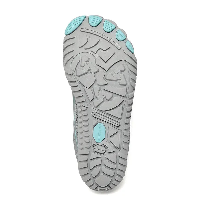 HOBIBEAR barefoot shoes sole, gray outsole with teal traction accents