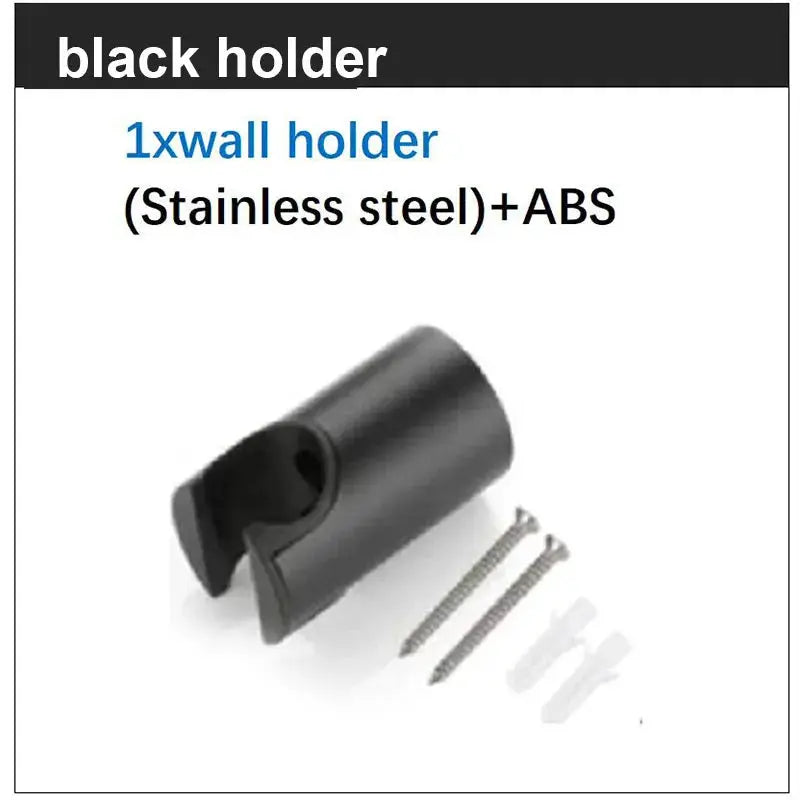 Black ABS wall-mounted bidet spray holder with screws and white wall anchors