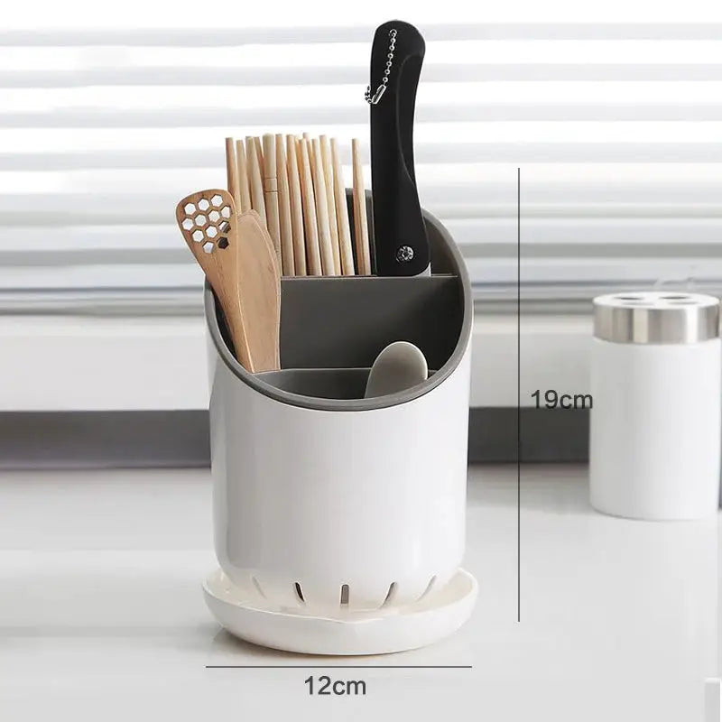HomeEase Eco Friendly Plastic Storage Tube With Drain Plate For Quick Drying Chopstick Drain Box Kitchen Organizer