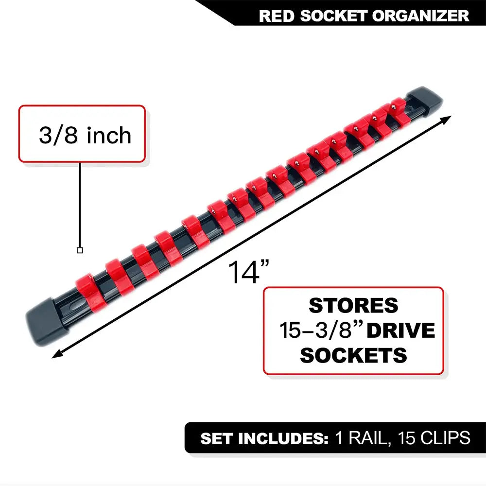 Durable Plastic Socket Organizer Rail Bracket For Quarter Inch Three Eighths And Half Inch Wrenches
