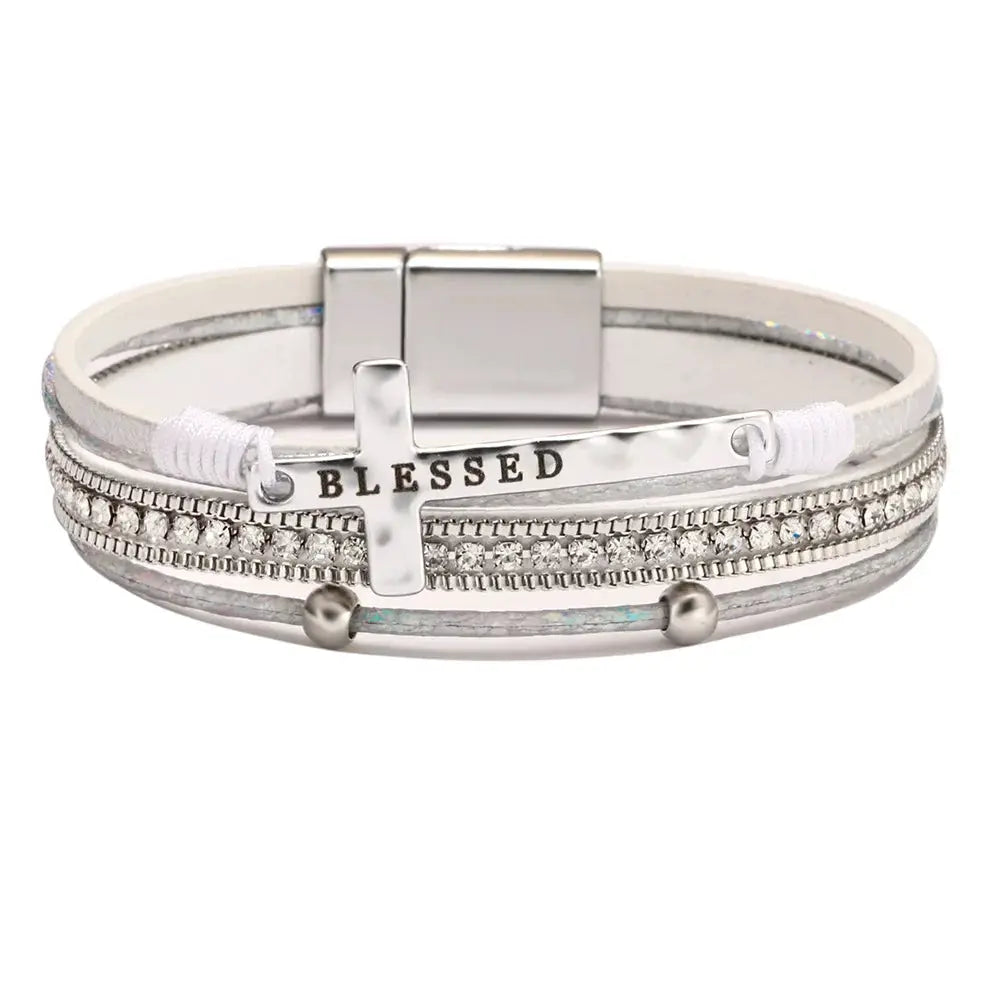 Bohemian Cowboy Chic Cross Bracelet Western Jewelry For Women Christian Religious Bracelet