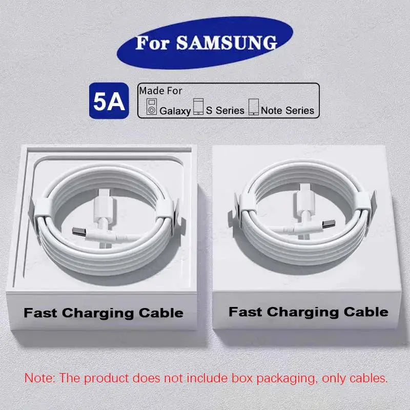 2-pack USB-C PD 45W fast charging cables in white for Samsung Galaxy devices