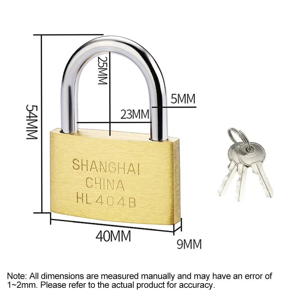 Copper padlock with silver shackle, 40mm body; includes 3 keys