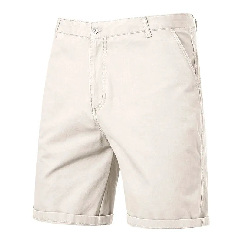 Men's golf shorts khaki flat-front, lightweight with four pockets