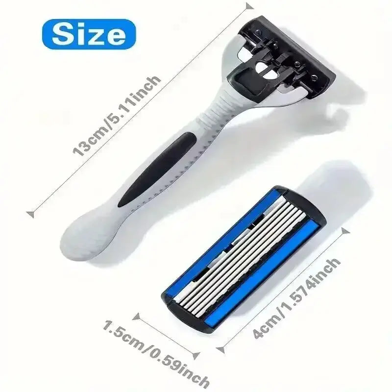 PrimeBlade Mens Safety Razor Stainless Steel Manual Razor With 6 Layer Replaceable Blades For Close Shave