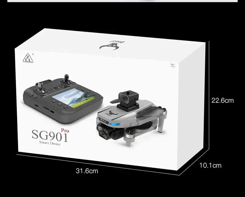 Simples Market SG901 Pro drone with remote controller featuring built-in screen; foldable brushless quadcopter