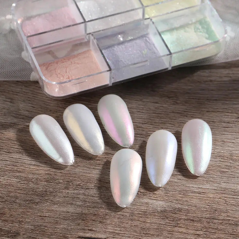 Moonlight Mirror Nails Powder Metallic Chrome Effect Pigments For Iridescent Aurora Shine