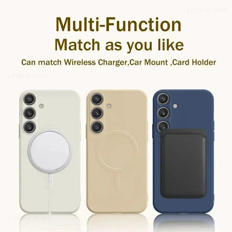 Simples Market MagSafe liquid silicone phone case with card holder for Samsung Galaxy S25/S26/S24/S23 Ultra/Plus/FE