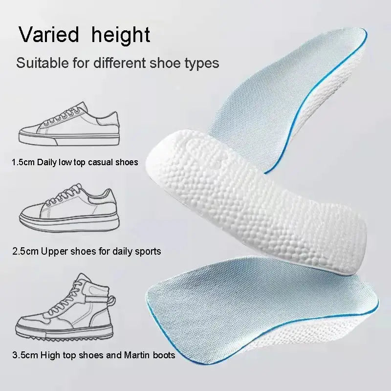 Height Increasing Insoles For Men And Women With Arch Support And Discreet Elastic Lift 1.5 2.5 3.5 cm