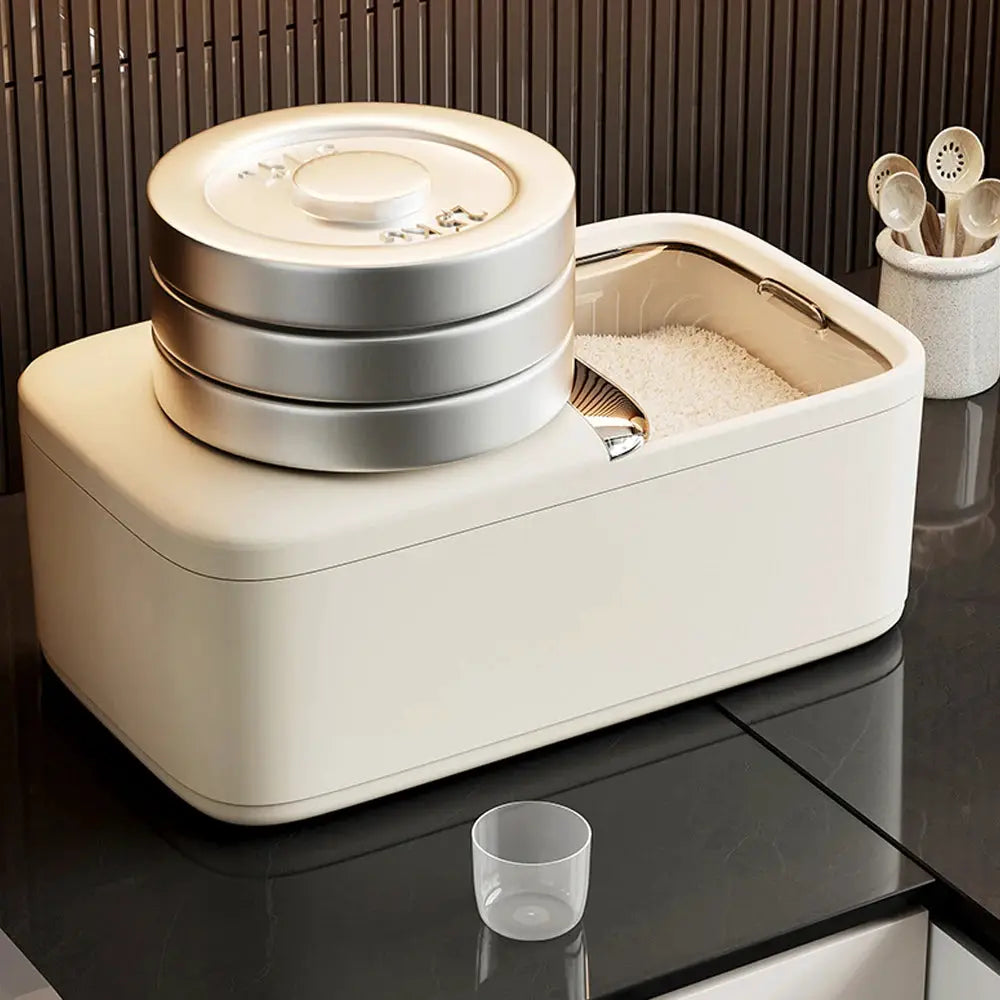 10kg Rice Storage Box With Lid Insect Proof Moisture Proof Sealed Jar Kitchen Container For Dry Grain
