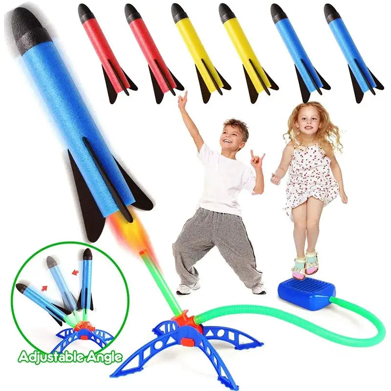 Kids Outdoor Rocket Foot Pump Launcher Toy For Air Powered Jumping Rockets And Outdoor Play
