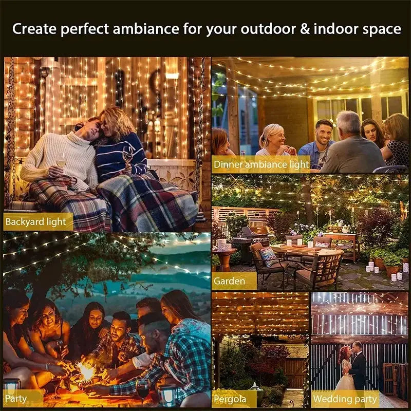 USB LED Fairy Lights Copper Wire String 20m 200 LEDs Outdoor Garland For Christmas Tree Wedding Party Decoration
