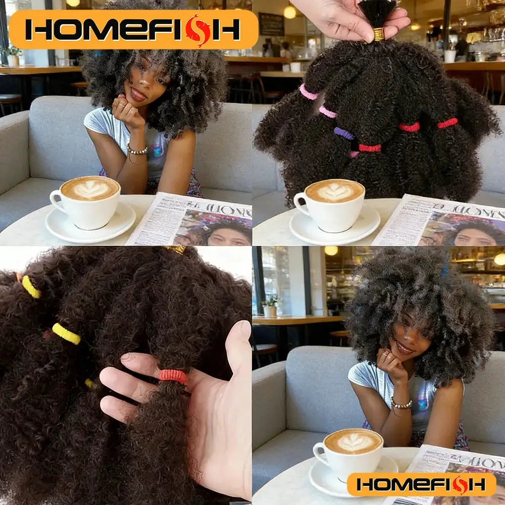 Simples Market Afro Kinky Bulk Hair 12in synthetic black afro twist braiding hair, 1 pack (10 strands)