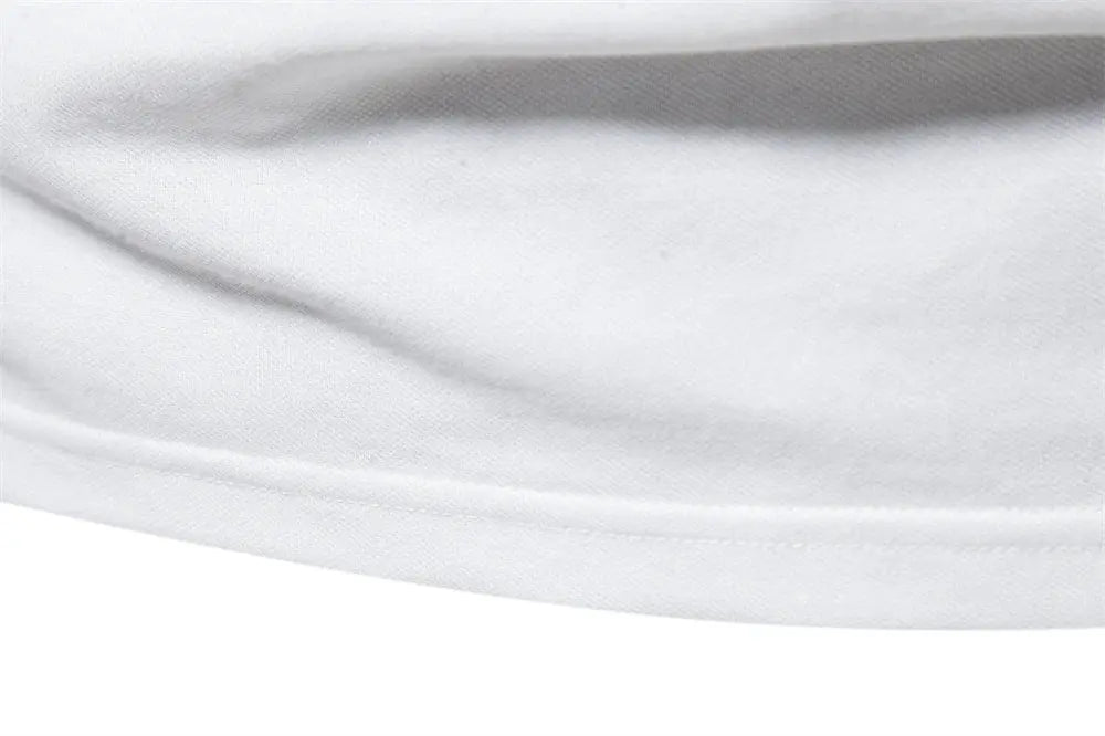 Men's white cotton polo shirt close-up hem, short sleeves
