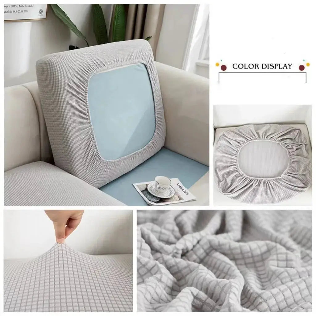 Simples Market thickened elastic gray sofa cover with removable cushion slipcovers; solid color protector