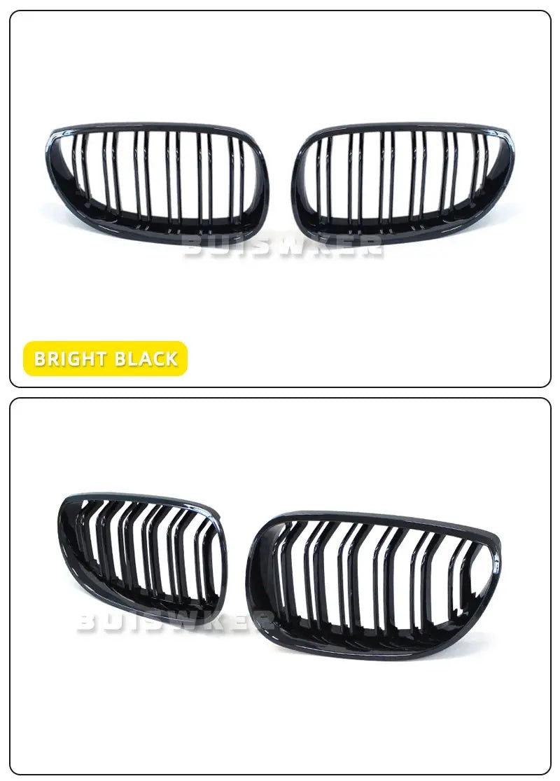 BMW E60/E61 kidney grille set, gloss black double-slats, Simples Market, 2 pieces