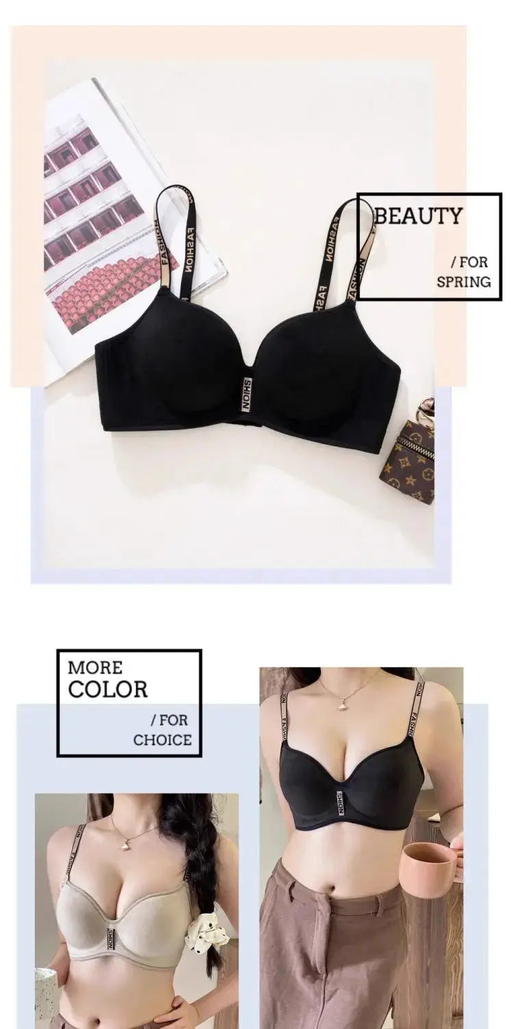 Push-up bra by Simples Market, black wireless seamless T-shirt style for A/B cups