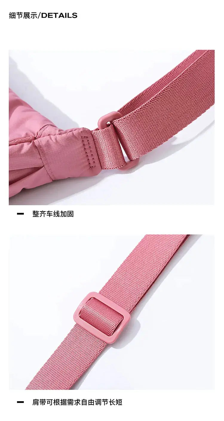 Simples Market pink nylon crossbody bag with adjustable shoulder strap