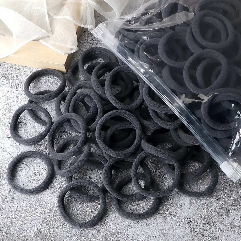NovaHair 50 Pcs Mixed Colors Hair Bands 4 Cm Elastic Hair Ties Ponytail Holders Gentle Hold For Everyday Ponytails