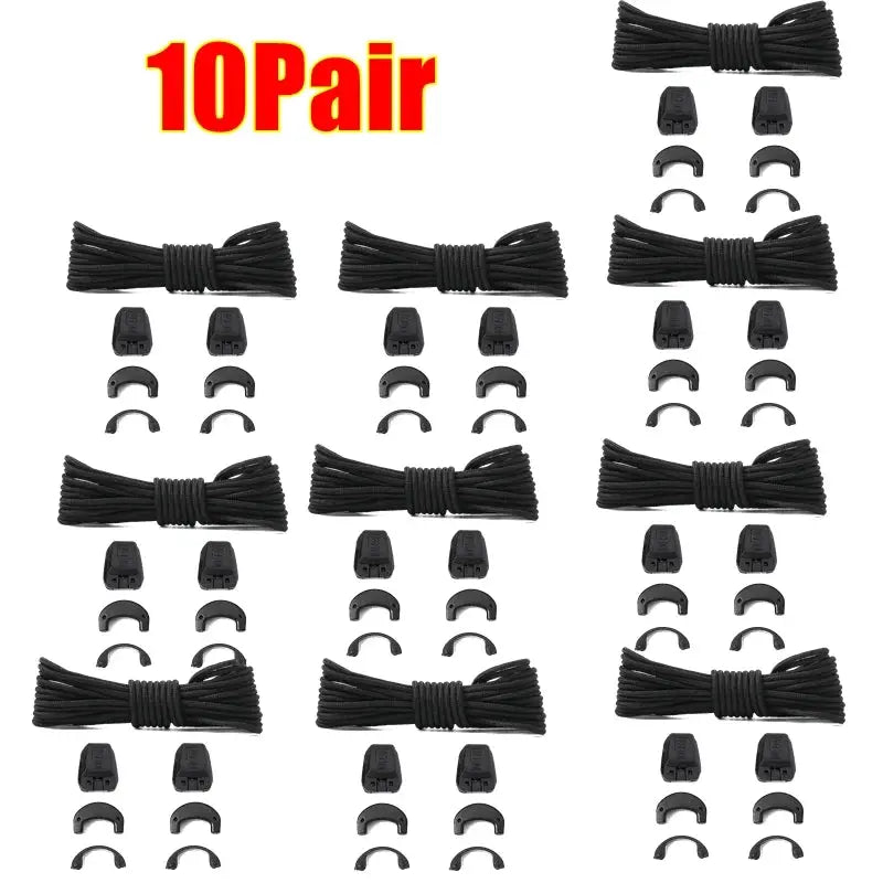 No Tie Round Elastic Tennis Shoe Laces For Adults And Kids Quality Running Sneakers Shoelaces Black White Accessories