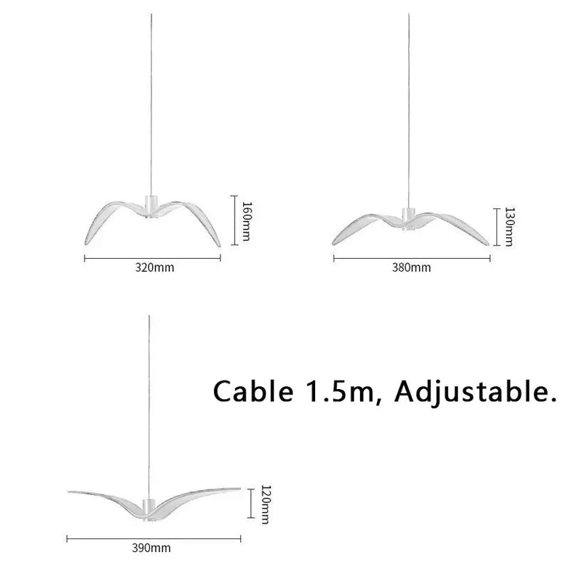 Simples Market Seagull pendant lamp trio, modern LED ceiling luminaire for bar/kitchen with adjustable 1.5m cable.