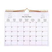 2026 multilingual wall calendar, 12-month coil planner by Simples Market, modern decorative calendar for home.