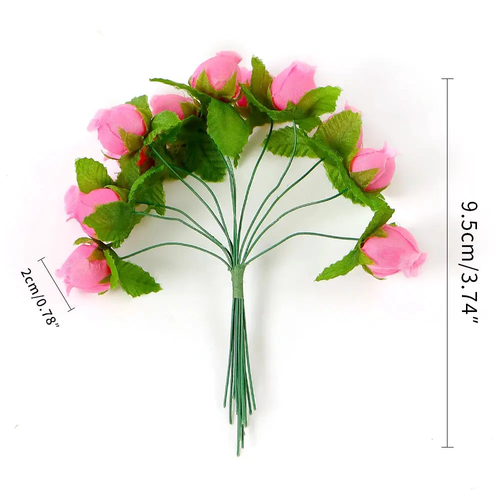 12 Pieces Mini Artificial Rose Bouquet Silk Roses for Home Decor and Wedding Decor Craft Wreath Gift