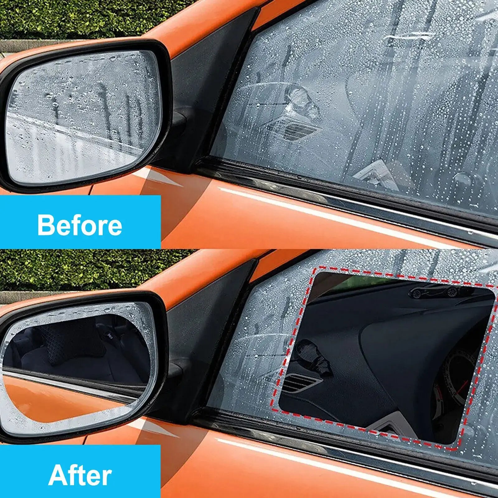 ClearGuard Rearview Mirror Film Kit With Nano Coating For Anti Fog Anti Glare Rainproof Waterproof Protection