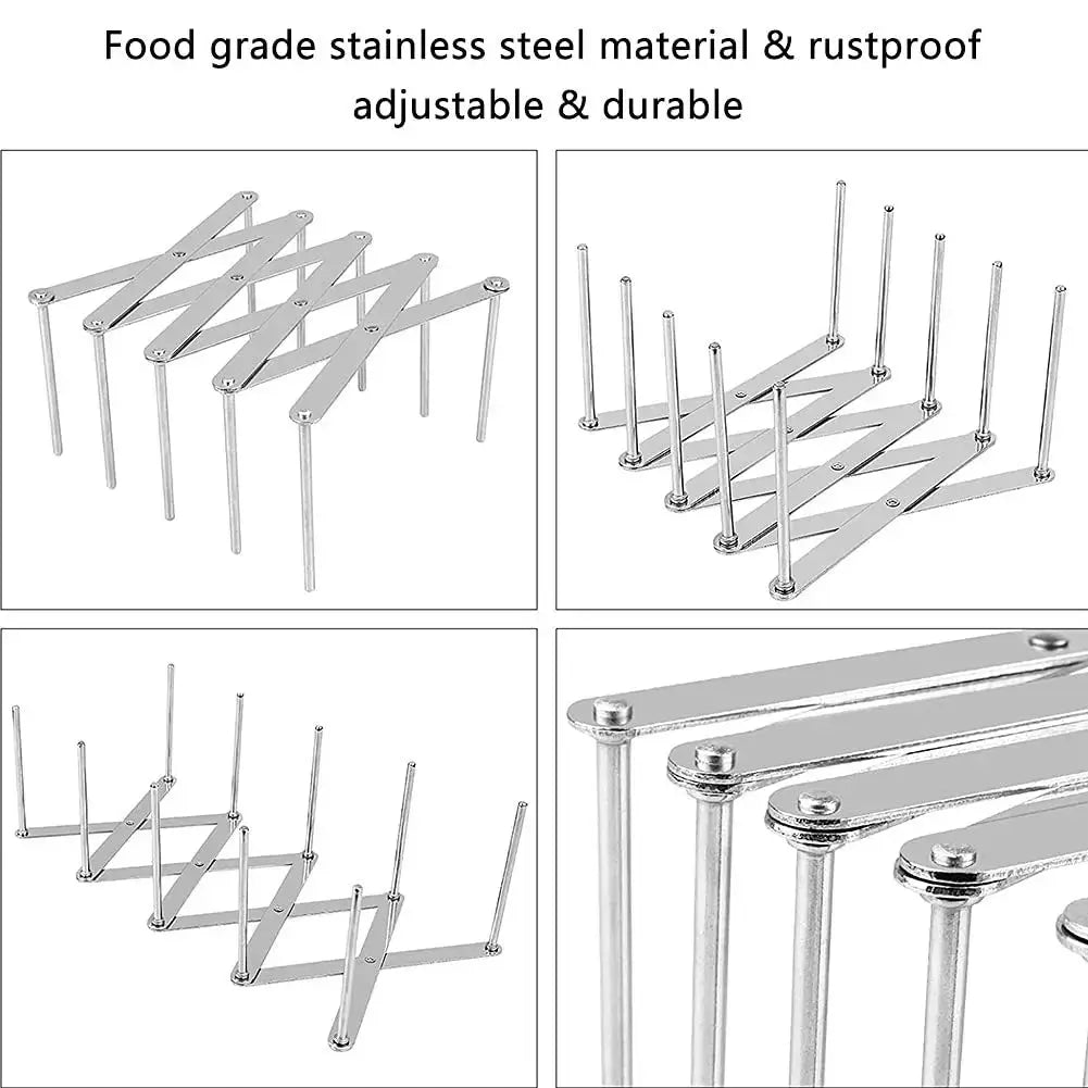 Foldable Stainless Steel Dish Drain Rack For Kitchen Drying Organizer Shelf For Plates Cups Pots