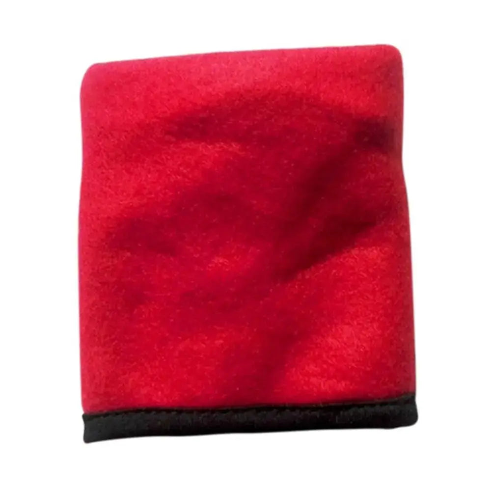Mini red cotton wrist wallet with black trim, coin purse for running and gym