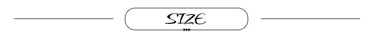 Pencil jumpsuit size banner graphic with SIZE label and decorative lines.