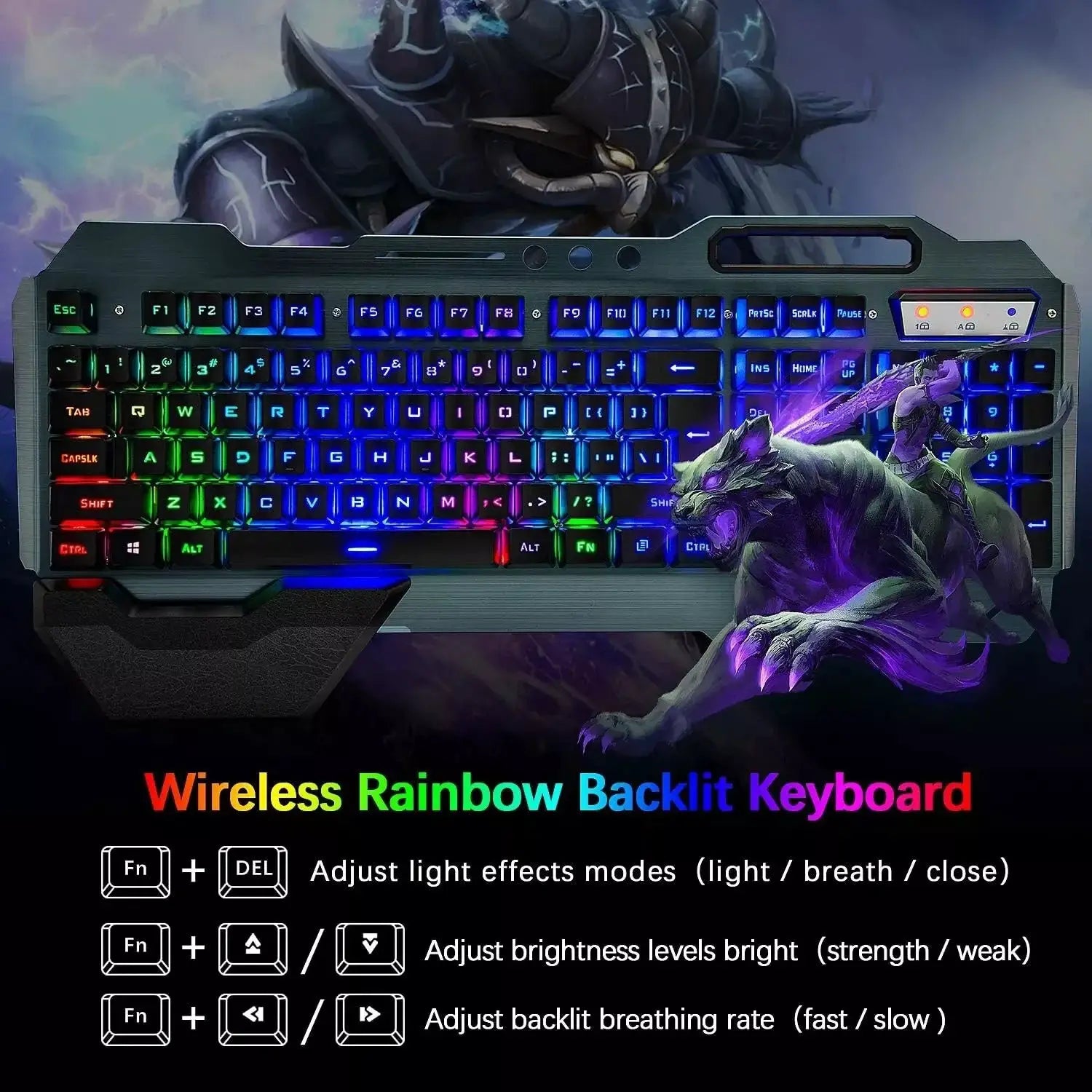 Simples Market wireless gaming keyboard and mouse set with rainbow RGB backlit keyboard and 7-color RGB mouse with pad