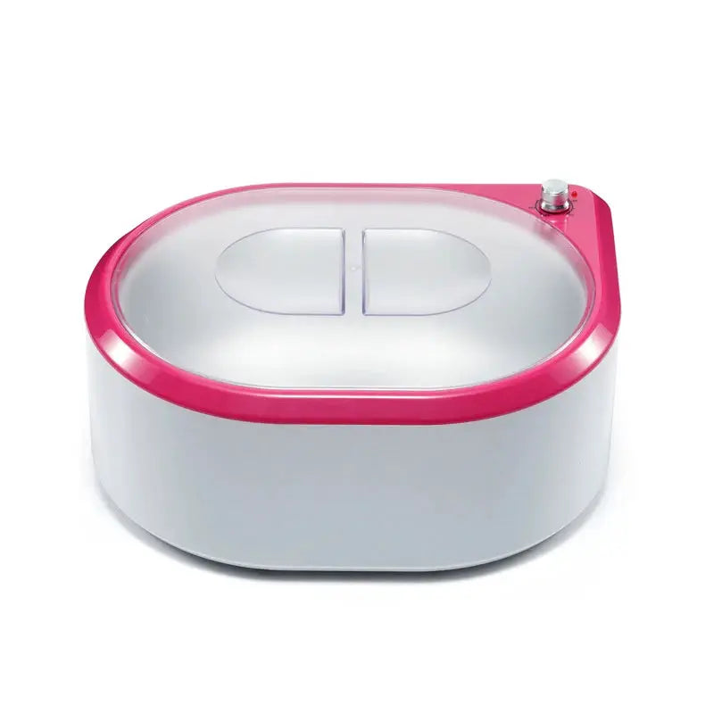 Wax therapy machine with white body and pink rim, paraffin wax heater.
