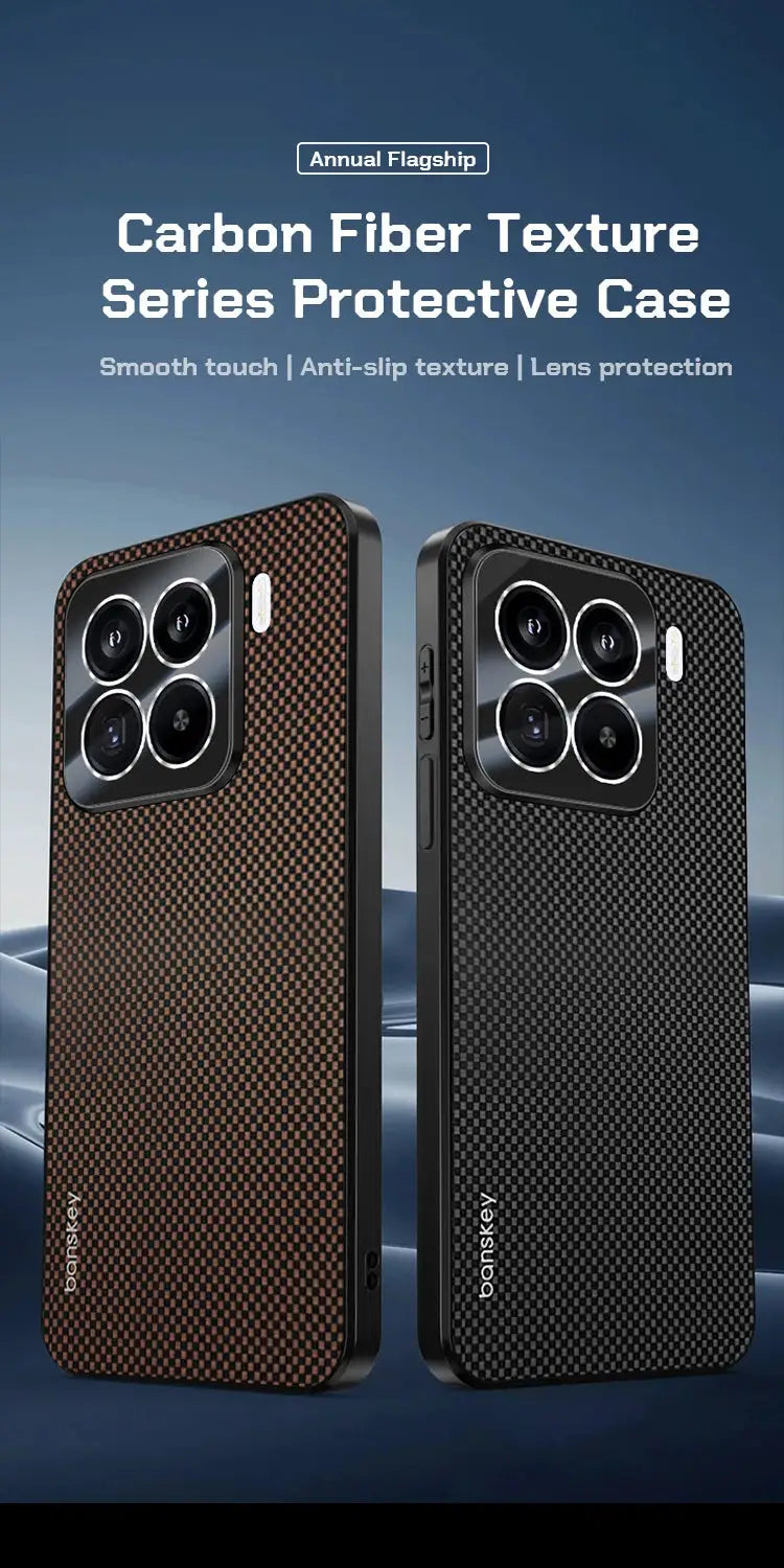 Carbon fiber Kevlar pattern phone case for Xiaomi Mi 15T/14T Pro, black & bronze, 2-pack with shockproof camera bumper