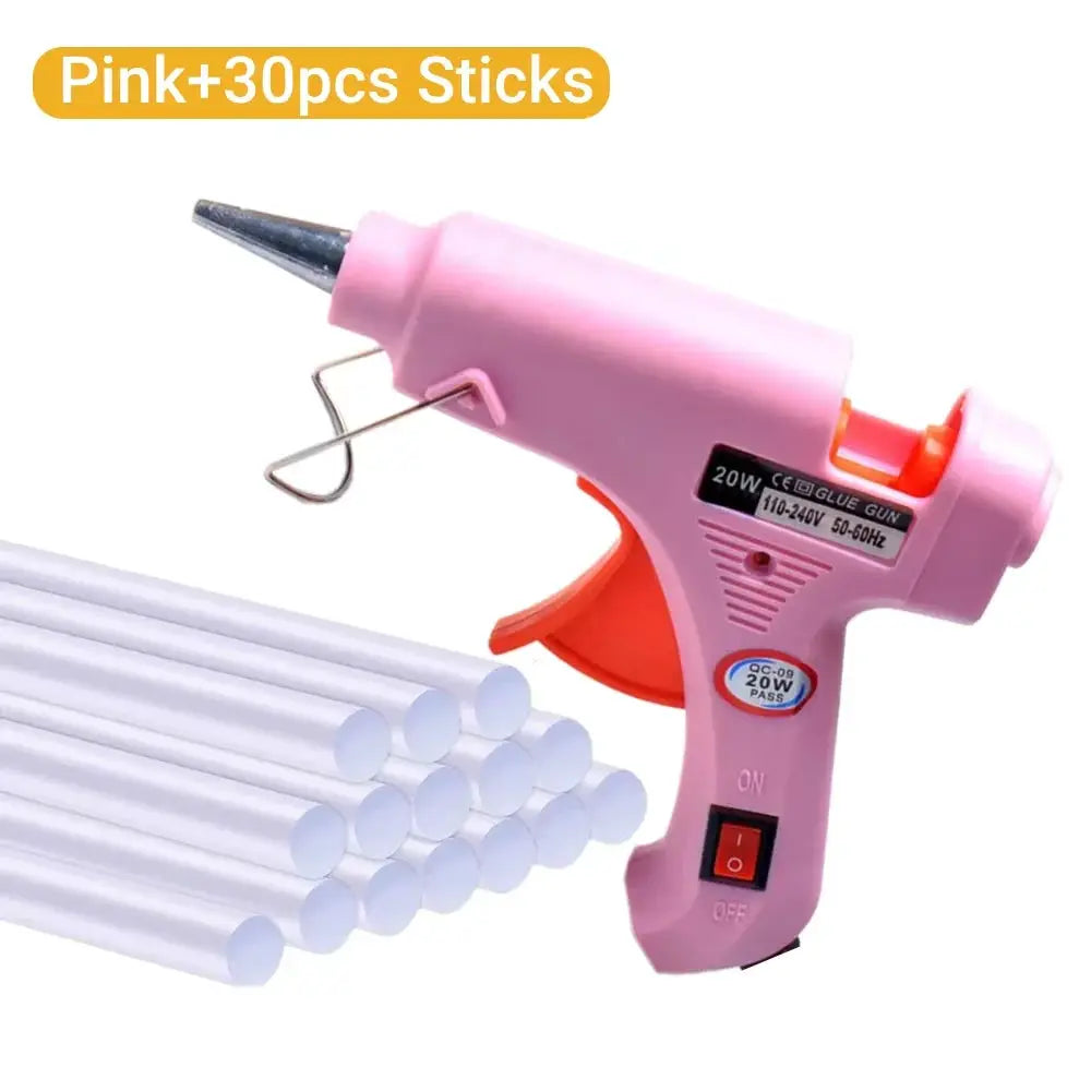20W Hot Melt Glue Gun Mini DIY Tool For Household And Light Industrial Use 7mm Glue Sticks Anti Drip Nozzle EU Plug